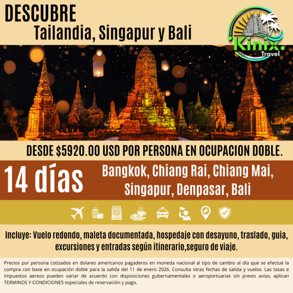 DESCUBRE TAILANDIA, SINGAPUR Y BALI 14 DIAS