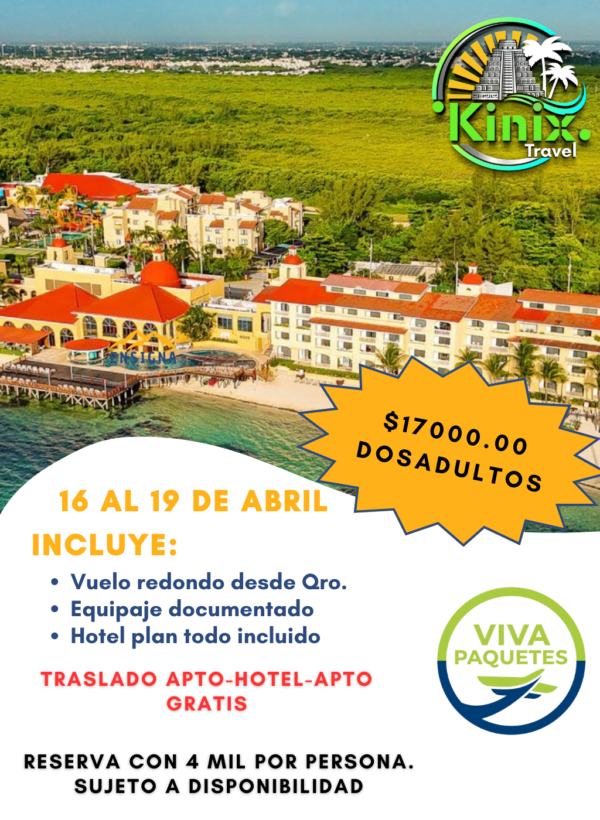 Paquete a Cancun del 16 al 19 de abril